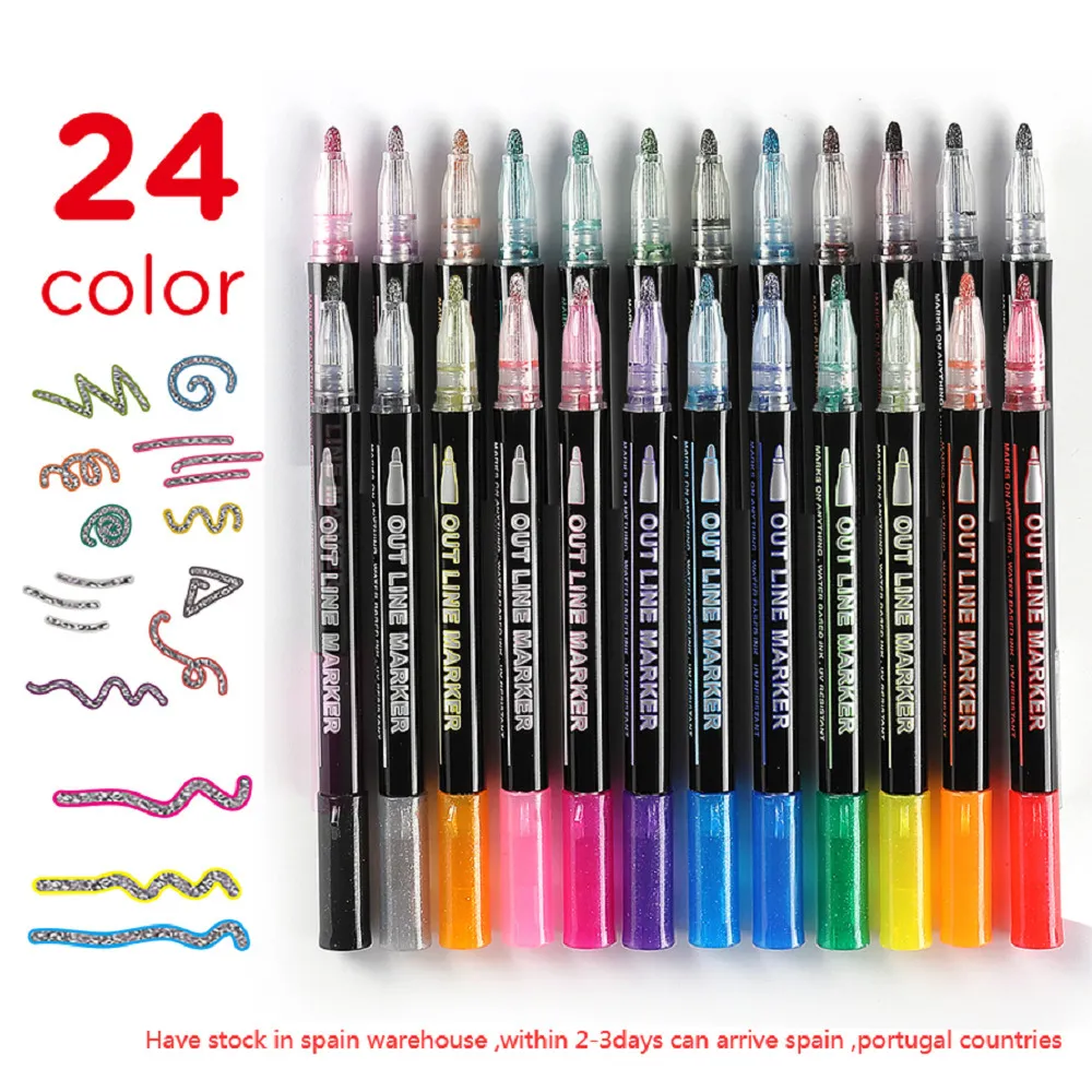 Markers Doodle Dazzle Double Line Magic Shimmer Paint Pens 07mm