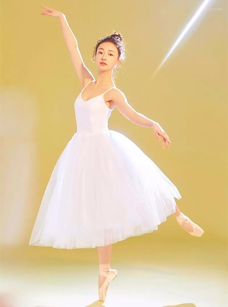 Stage Wear White Ballet Tutu Dress Costumes de danse de pratique professionnelle pour adultes