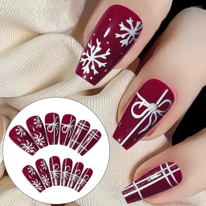 False Nails No Odor 1 Set Excellent Full Cover Fake Decor With Jelly Glue Red Color Nail Art Patches Harmless Supplies
