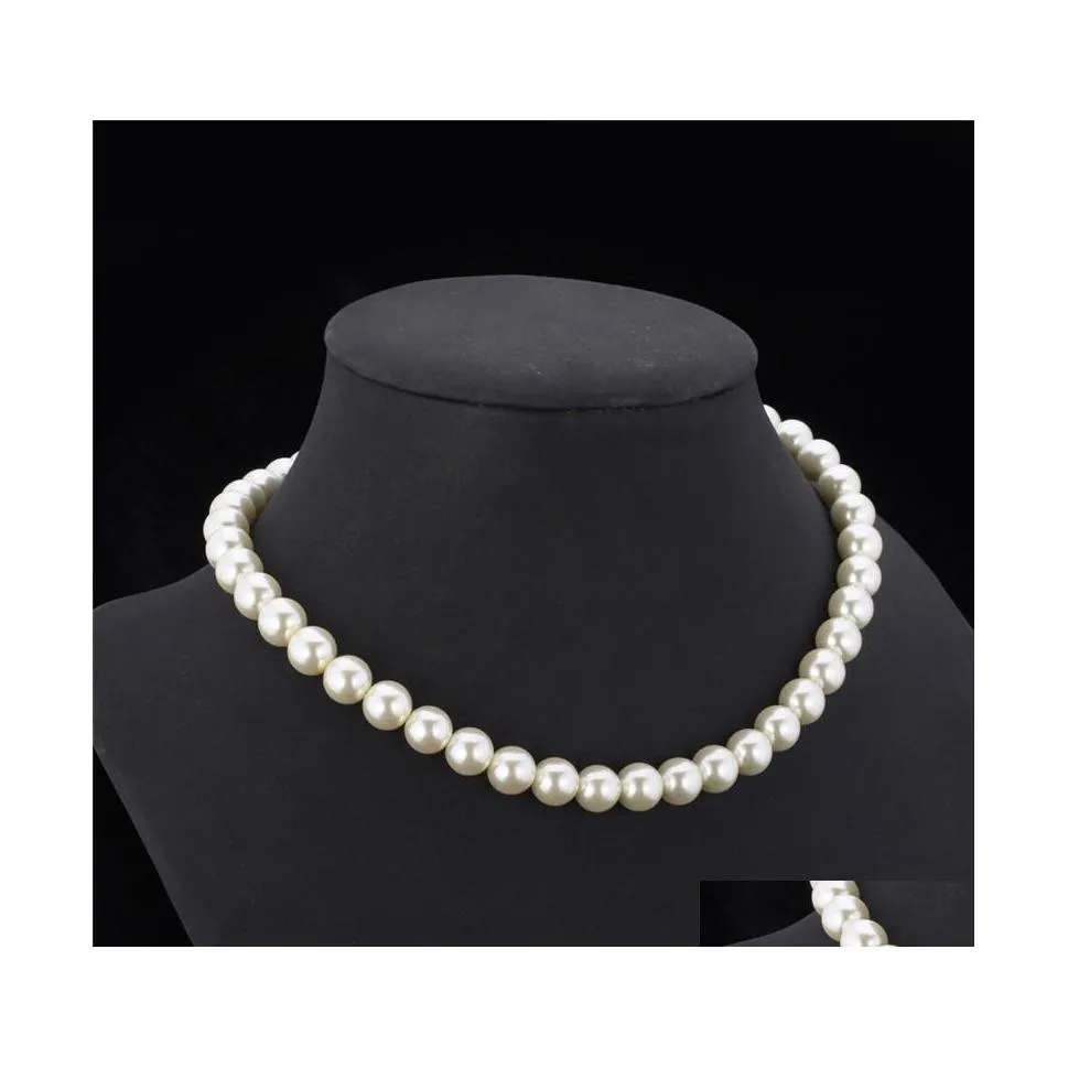 Beaded Necklaces High Quality Synthetic Pearl Necklace For Women Trendy Resizable Luxury White/Black 600 K2 Drop Delivery Jewelry Pen Dhrko