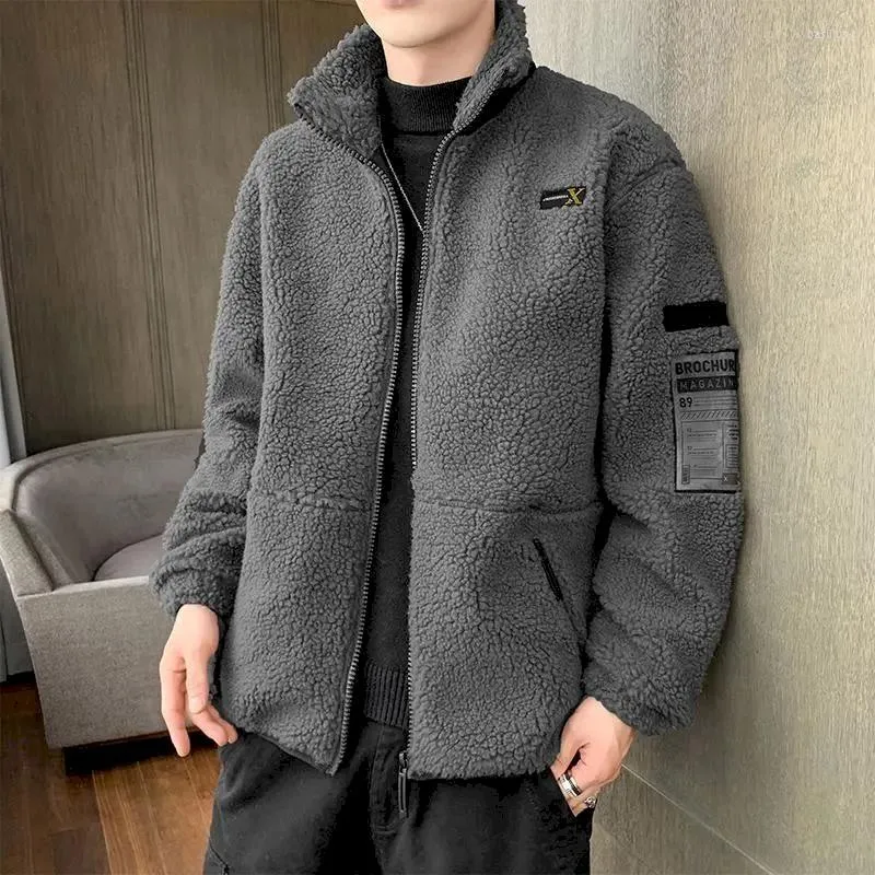 Men's Jackets Fonekie Lamb Velvet Jacket Men's Autumn Winter Down Padded Coat Casual Handsome Thick Warm Cotton Fashion Outerwear Men