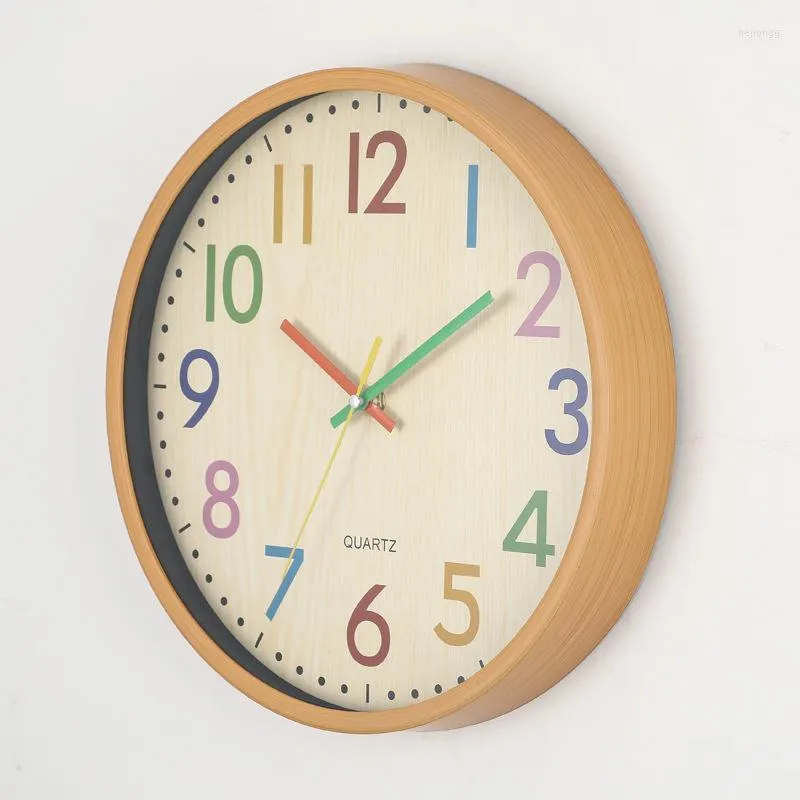 Duvar Saatleri 12 inç Basit Saat Ahşap Tahıl Cam Sessiz Modern Tasarım Plastik Reloj De Pared Oturma Odası Dekorasyon