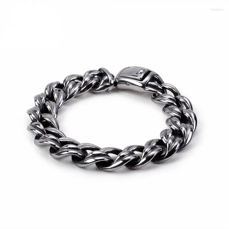 Braccialetti di collegamento HAOLYNJOY Punk 21.5cm Catena Uomo Acciaio inossidabile 16MM Chunky Heavy Cuban Linking Bracciale Gioielli