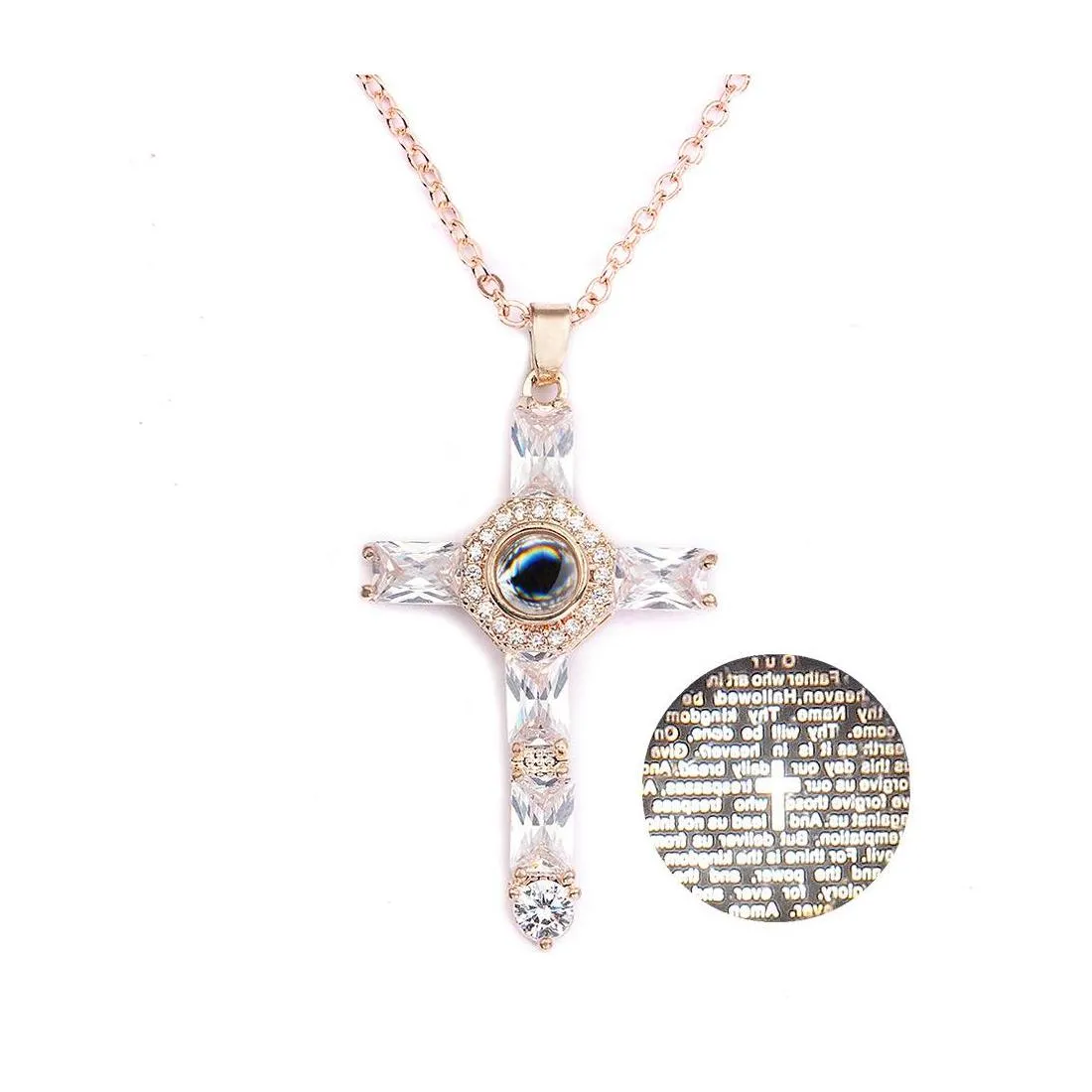 Pendant Necklaces Fashion Jewelry Ornaments Projection Necklace Diamond Pendants Words Cross Drop Delivery Dh2T5