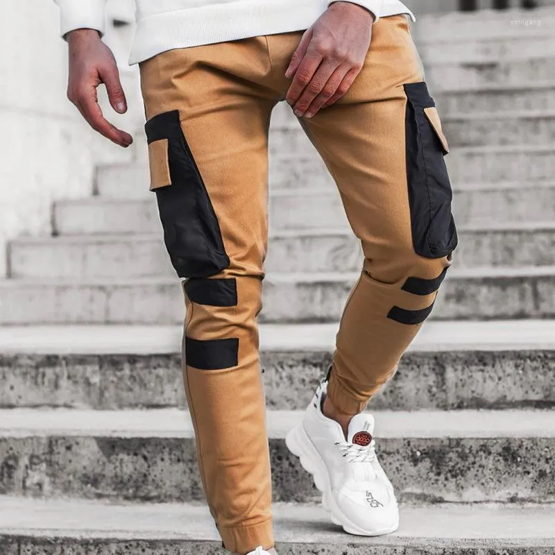 Herrenhosen Oeak Hip Hop Herren Jogger Cargohose Tasche Frühling Herbst Casual Harajuku Patchwork Fashion Track Slim Streetwear