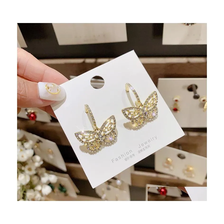 Charm mode schattige gouden kleur vlinder oorbellen voor vrouwen geschenken sieraden premium luxe zirkon 20220226 t2 drop levering dhyrb