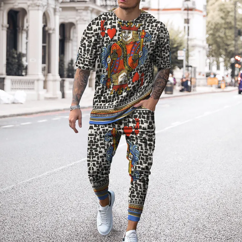 Mens Tracksuits Leopard Print T Shirt Trousers Fashion Mens