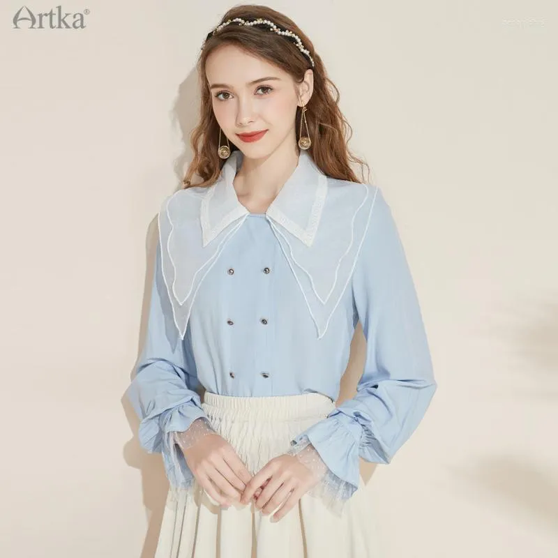 Blouses pour femmes Artka 2023 Blouse de choux de chemisiers élégants à double poitrine élégante