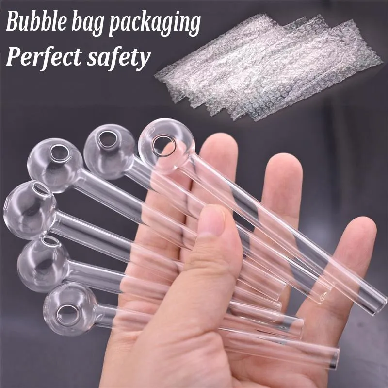 4 pouces Pipes à fumer clair épais Pyrex Transparent Portable verre brûleur à mazout tuyaux grands tubes huile clou adaptateur pour Dab Rig Bong moins cher