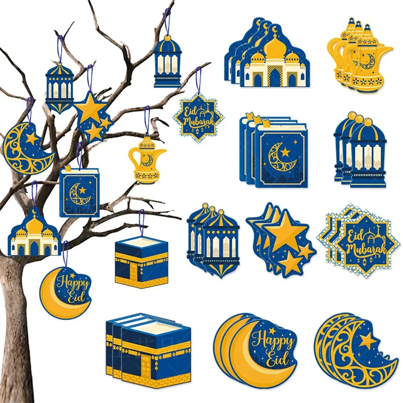 Ramadan Party Hangend ornament 10 stks/Set Middle East Festival Paper Star Moon -vormige Eid Holiday Home Decoratie