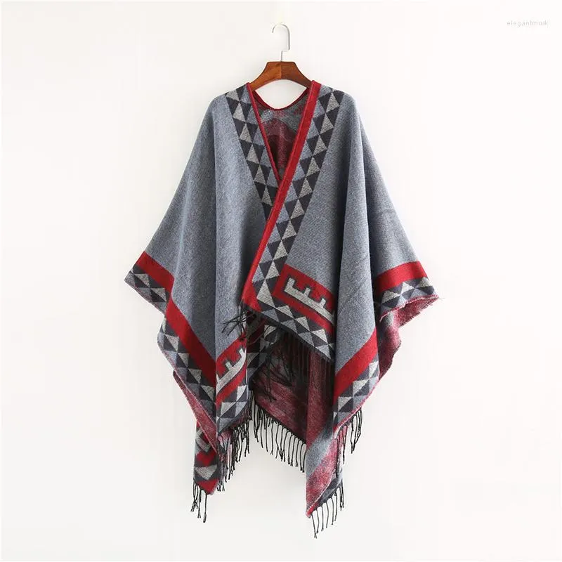 Scarves Vintage Tassel Pashmina Cashmere Lady Geometry Print Bufanda Scarfs Warm Shawl Causal Poncho And Capes Oversize Muffler