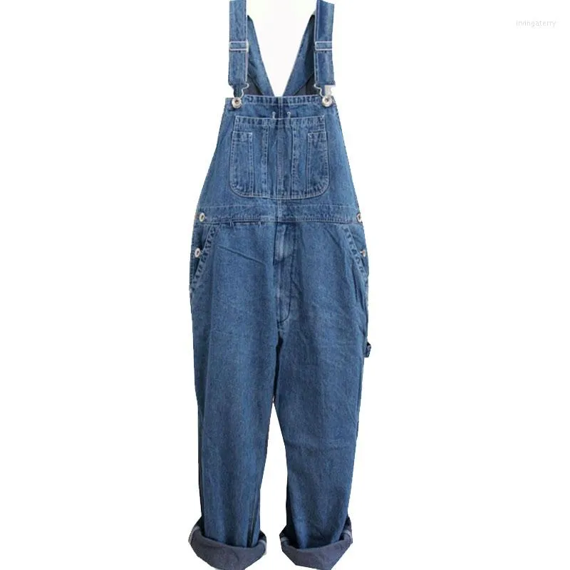 Mäns jeans män denim overaller jumpsuit manlig stor storlek enorma haklappar fickhopp