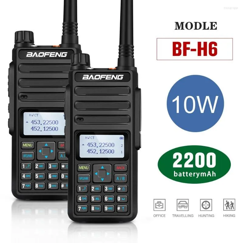 Walkie Talkie Baofeng Walkie-Talkie Power 10W IP45 Portable Ham Radio BF-H6 Dual Band HF Transceiver Dwuay Station High