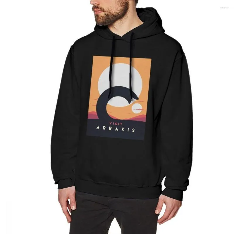 Men's Hoodies Dune 2023 Visit Arrakis Sandworm Men Hooded Sweatshirts Stylish Science Fiction Novel Cotton Graphic Pullovers