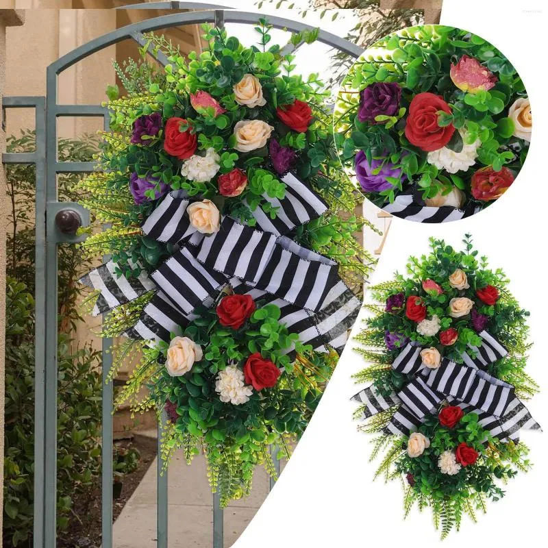 Decorative Flowers Decor Flower For Window Artificial Door Rose Wreaths Hydrangea Front Christmas Lights Hat Wreath