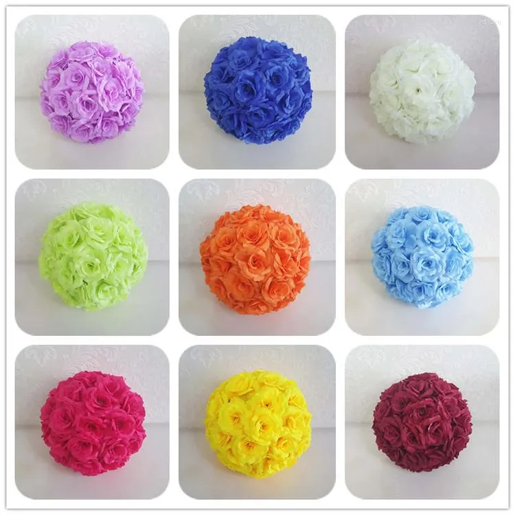 Flores decorativas de alta qualidade 15 cm Bola de flor de rosa de seda para casamento Mariage Party Christmas DIY decoração de decoração de casa suprimentos