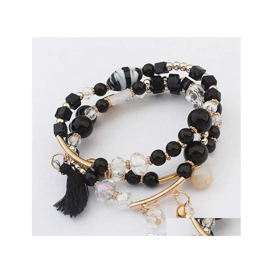 Bracelets porte-bonheur perles originales 3 en 1 brin main corde tressée bracelet livraison directe bijoux Dht6O