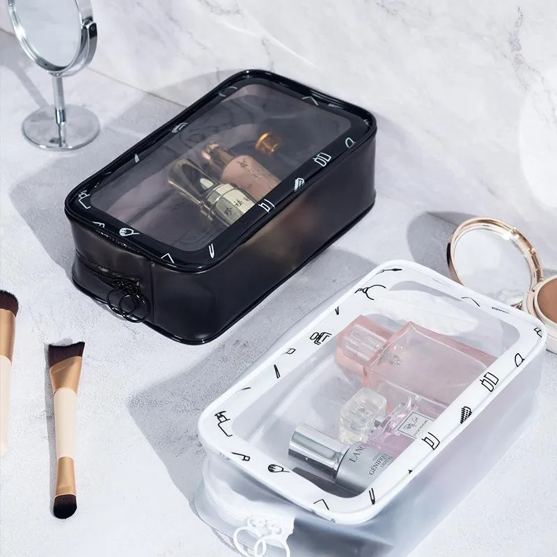 Kosmetiktaschen Transparente PVC-Tasche Tragbare Frauen Waschen Make-up Organizer Schönheitskoffer Wasserdichte Neceser-Aufbewahrung Reise-Toilettenartikel