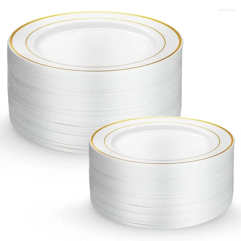 Plastic Party Gold Rim Dinner Set Gold Rim Disposable Dessert Appetizer ...