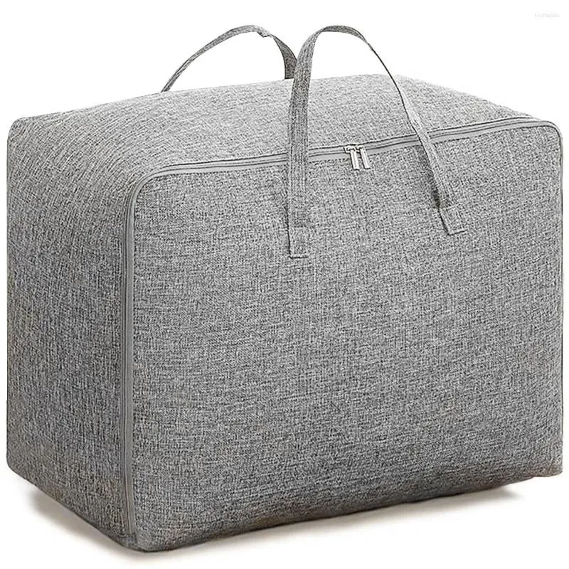 Storage Bags Clothes Bag With Zipper And Handle 84L Large Capacity Linen Duvet Breathable Foldable Space Saving Luggage