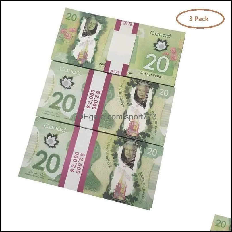 Novelty Games Prop Cad Game Money 5/10/20/50/100 Copy Canadian Dollar Canada Banknotes Fake Notes Movie Props Drop Delivery Toys Gift Dhjgr3k4u
