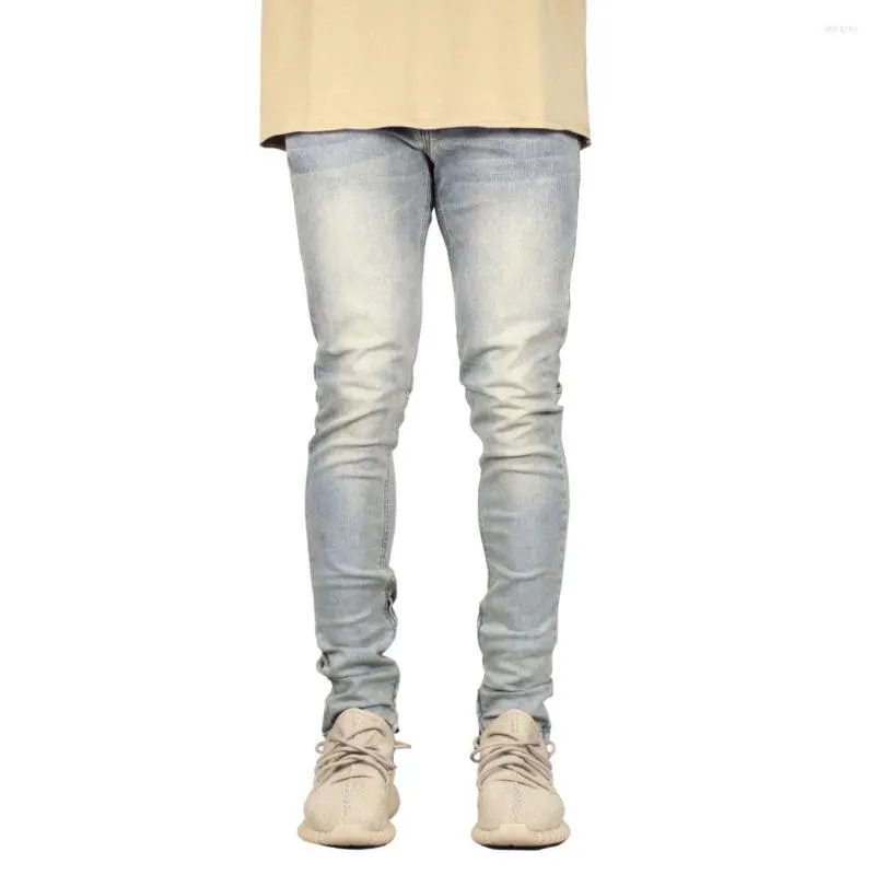 Men's Jeans Fashion Trendy High Street Washed Old Retro Men's Zip Decoration Trousers Slim Fit Pants Pencil For Men