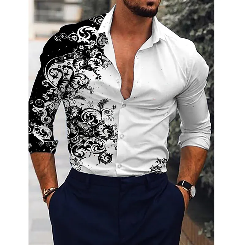 Chemises décontractées pour hommes Automne Mode Hommes Chemise surdimensionnée Totem Imprimer Hauts à manches longues Vêtements Club Cardigan Blouses Haute Qualité 230130
