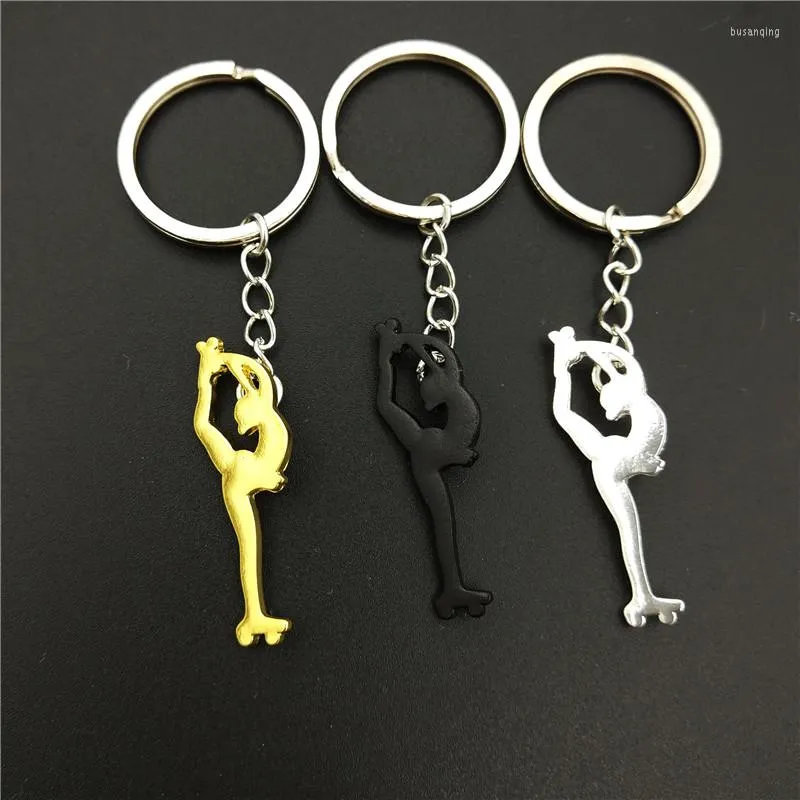 Keychains Drop Fashion Women Roller Skates Key Chain For Bag Pendant Charm Car Ring Skater Jewelry Gold Silver Color