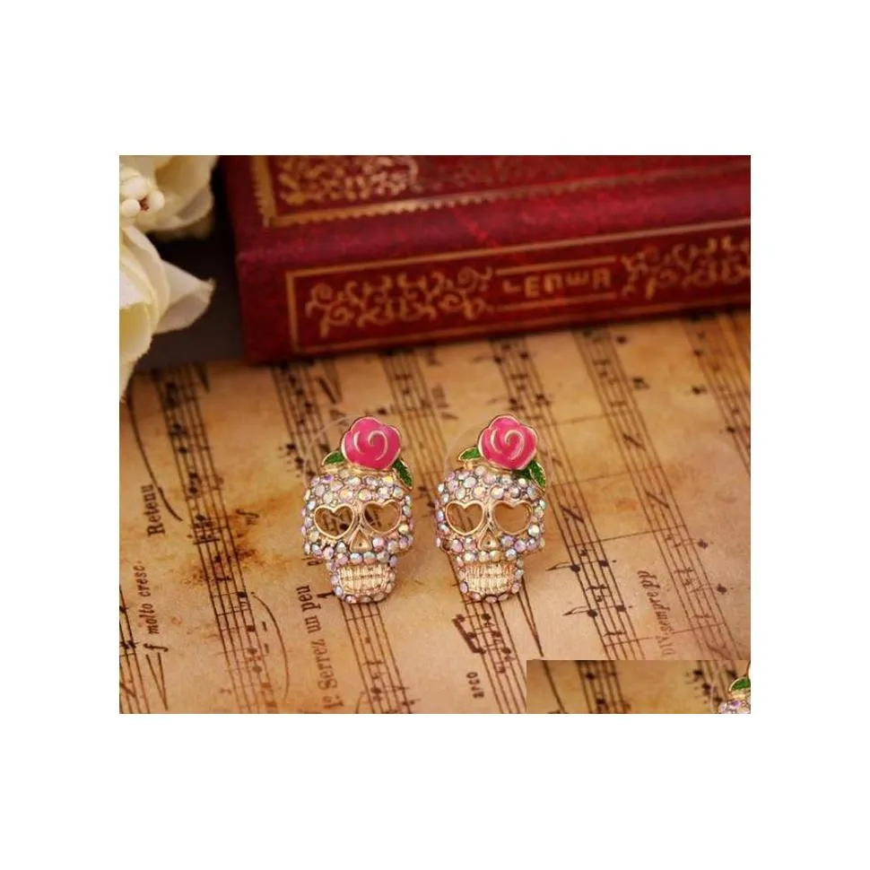 Orecchini a bottone per donna Scheletro Skl Ear Studs Drop Delivery Jewelry Dhb59