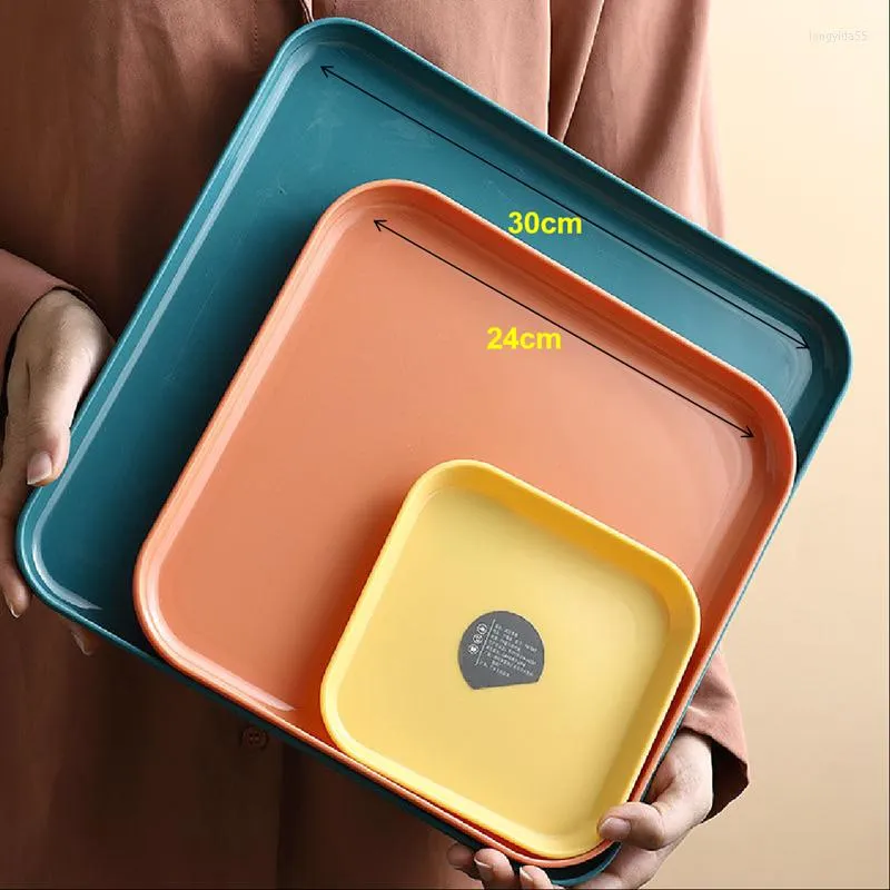 Plates 1Pc Nordic Square Tea Tray Plastic Storage Home Kitchen Fruit Dessert Serving Multi-function Decoration Plate