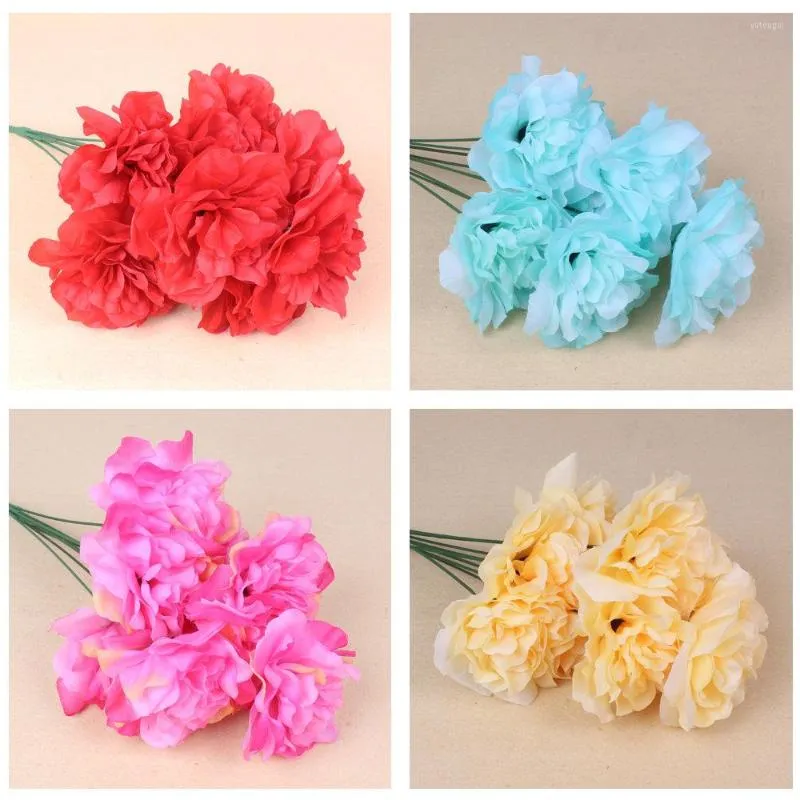 Flores decorativas 9 cabeças/bando muito verdadeiro toque artificial hidrangea flor casa festa de casamento de aniversário de aniversário decoração floral do dia dos namorados