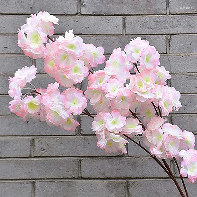 Decorative Flowers 120Cm Artificial Silk Flower Simulation Cherry Blossom Branch For Wedding Party Home Living Room Balcony Vine Decoration