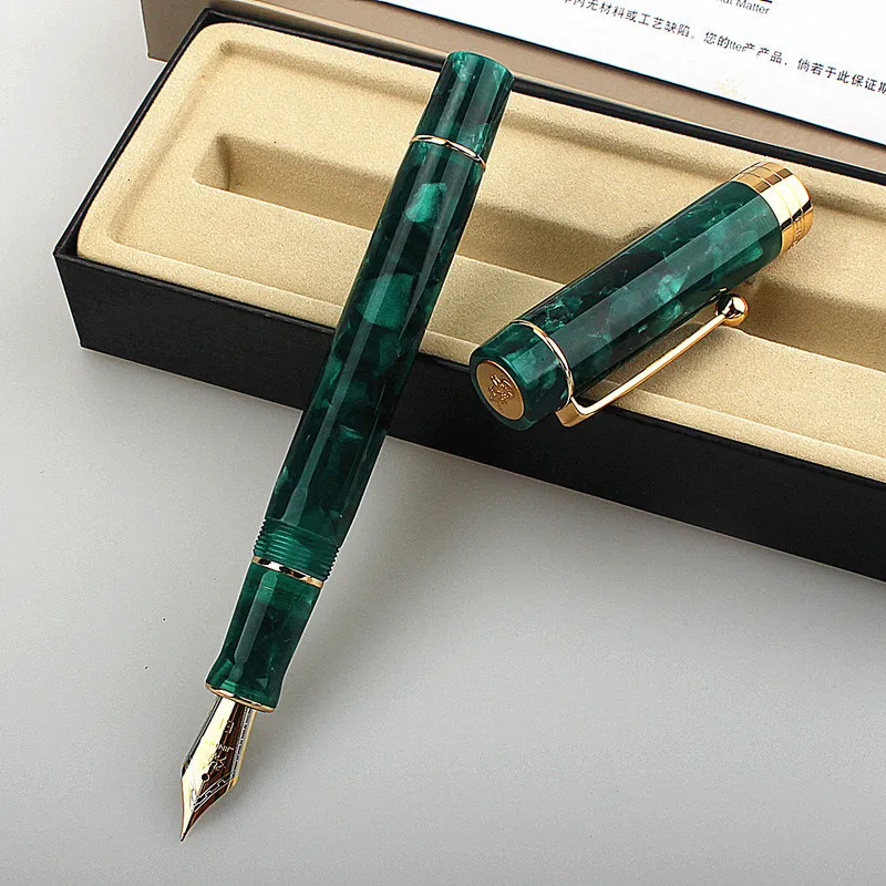 Fountain Pens Jinhao Centennial 100 With Clip 18KGP Golden Plated M Nib Resin Ink Business Office Gift 230130