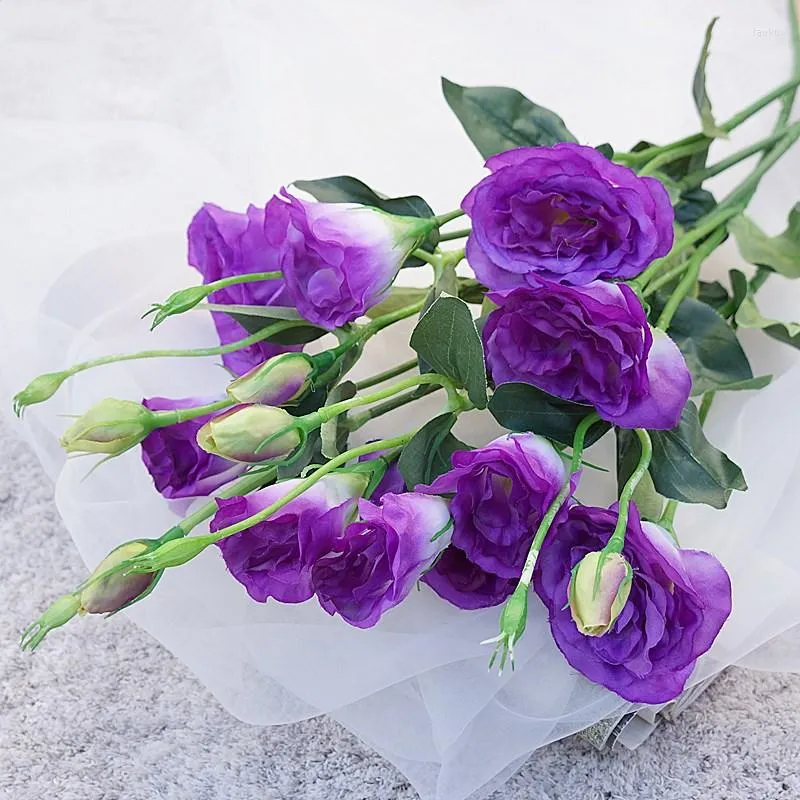 Fleurs décoratives Lisianthus blanc soie artificielle décor de Table à la maison pographie fournitures de fleuriste florale