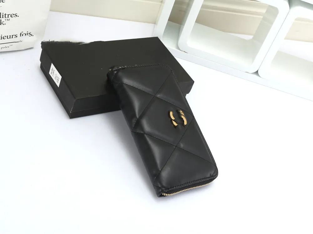 Designer Fashion Exquisite Durable Big Brand Rhombus Coin Purse Long Zipper Card Holder256q