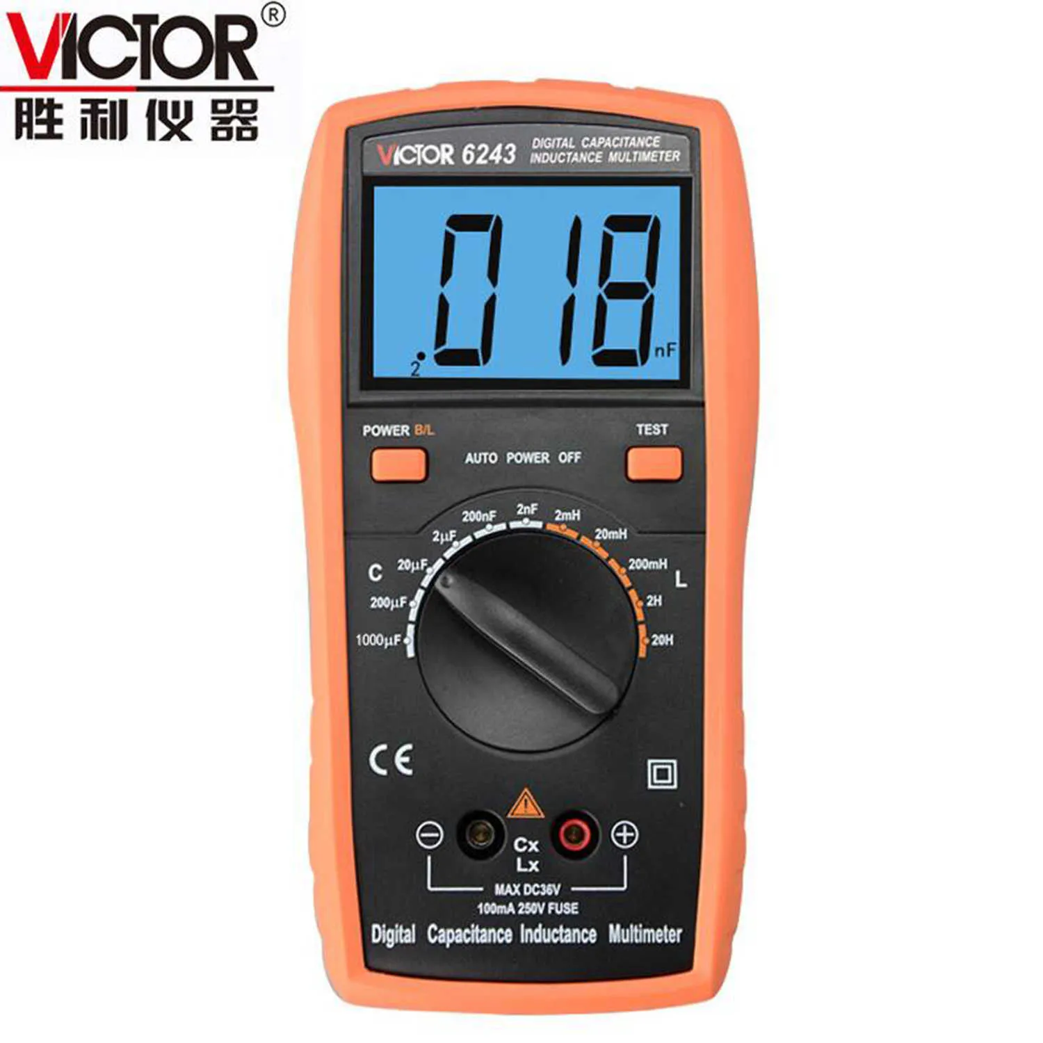 Victor VC6013 VC6243 Manual de Ferramenta de Diagnóstico do Medidor de LCR Digital LCR Range 2000 Conde o capacitor novo.