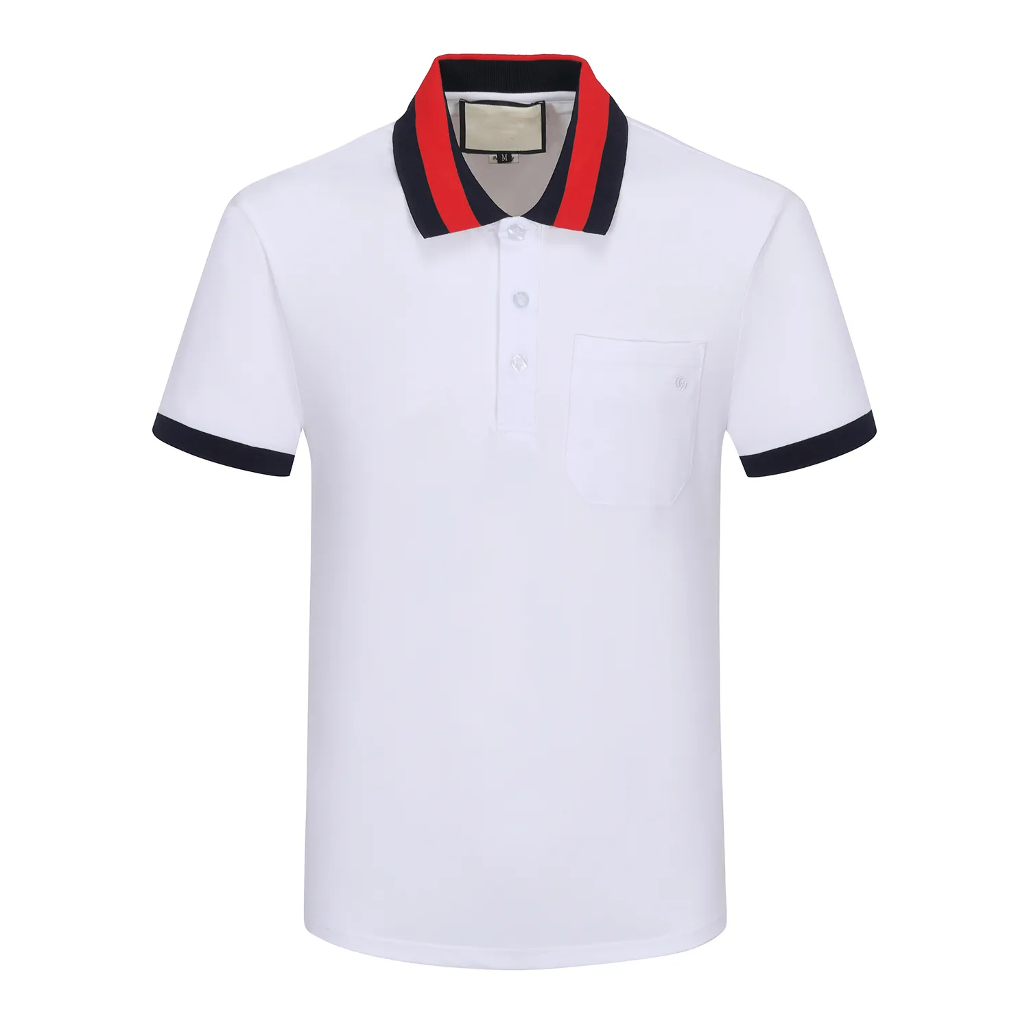 2023 Summer Designer Polo da uomo da donna di lusso colletto colorato tasca frontale stampa a righe Magliette Ricamo lettera stampata t-shirt polo casual bianca