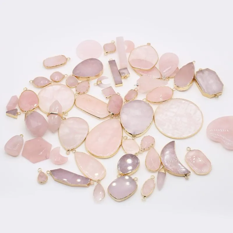 Pendant Necklaces Natural Stones Rose Quartz Pendants Gemstone Exquisite Charms For Jewelry Making Diy Bracelet Necklace Earrings Accessorie