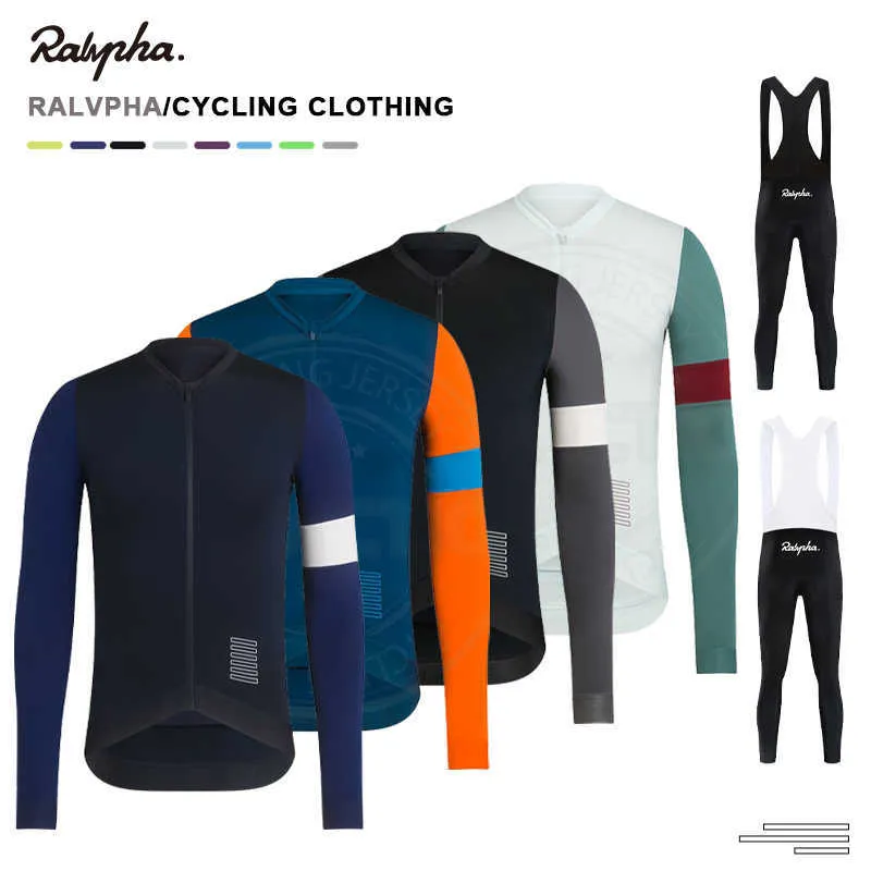 Sets 2023 Ralvpha Spring /Autumn Long Sleeve Cycling Set Men Bicycle Clothes MTB Bike Jersey Bib Pants Kit Ropa Ciclismo Traje Z230130