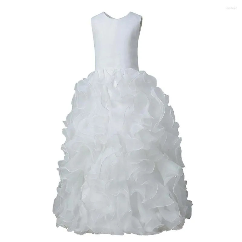 Girl Dresses Simple Mop Length Frill Dress 2023 Tulle Children Beauty Pageant First Communion