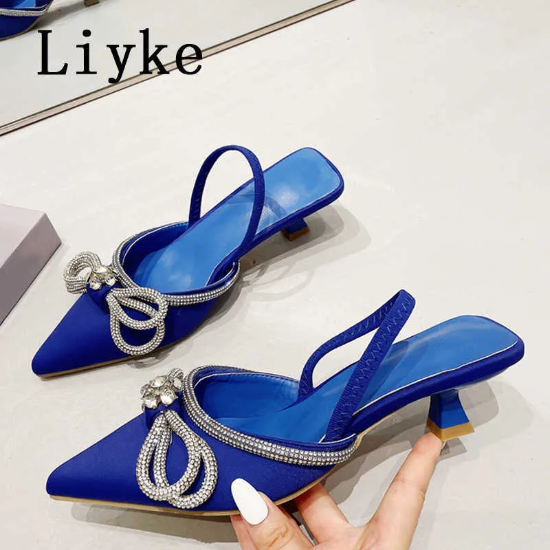 Like Fashion Punta a punta Slip on Mules Sandali con tacco basso e sottile 0129