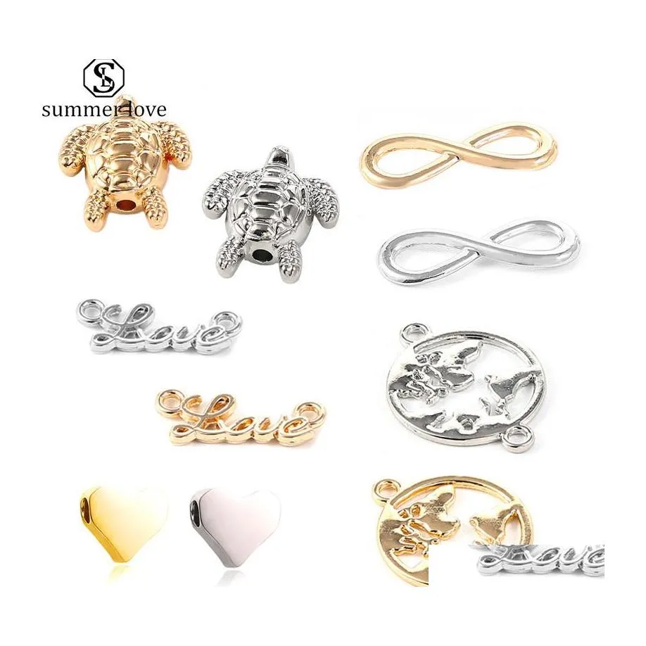 Charms Antique Sliver Gold Infinity Love Elephent Word Heart Connector Making Metal Bracelet Necklaces Ornaments Jewelryz Drop Deliv Dhvip