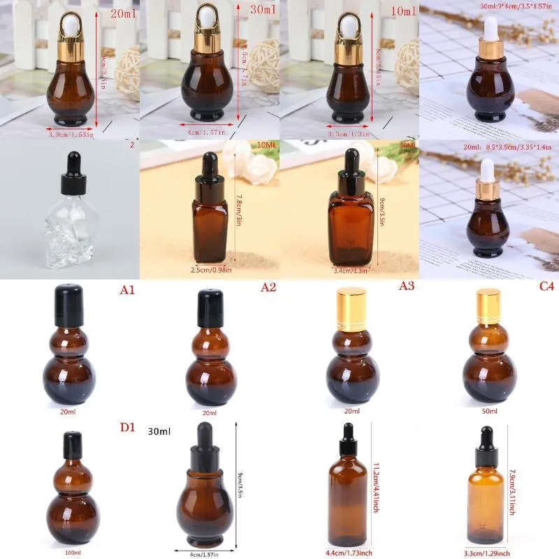 Bouteilles de stockage 1 pièces 5/10/20/30 ml flacon compte-gouttes vide ambre huile essentielle verre liquide marron carré