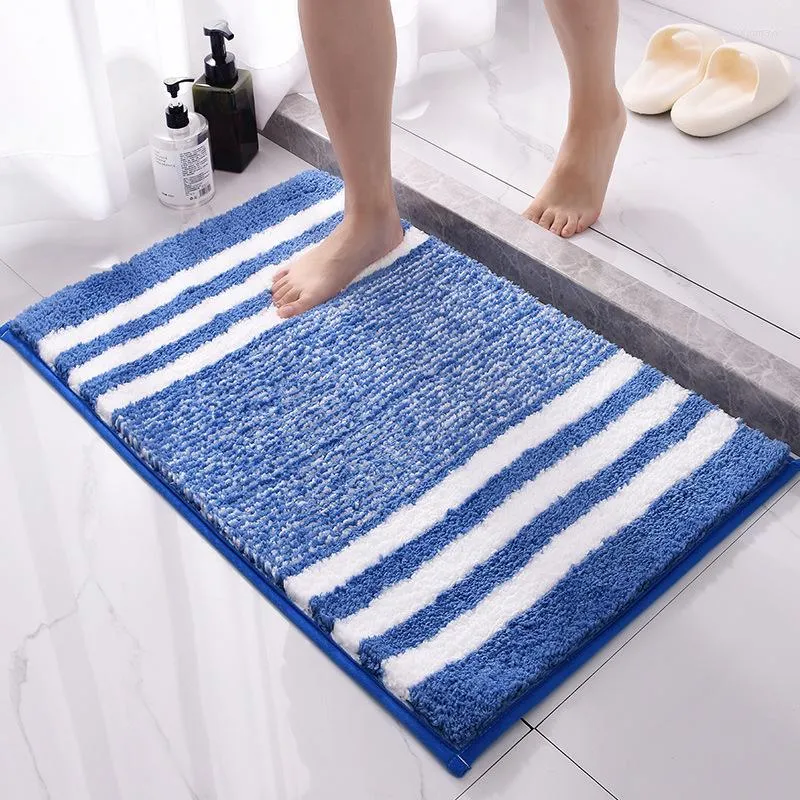Tapis de bain épais microfibre salle de bain tapis entrer toilette salle de douche paillasson baignoire côté sol tapis rayures motif tapis anti-dérapant