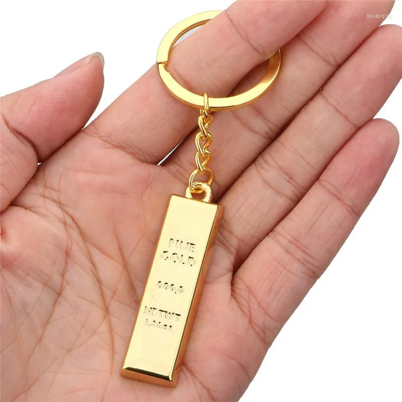 Keychains Fashion metal Faux Ingot Bullion Keychain Chain Keyring Keyfob Women Handbag Charms Pinging Rings Acessório S030