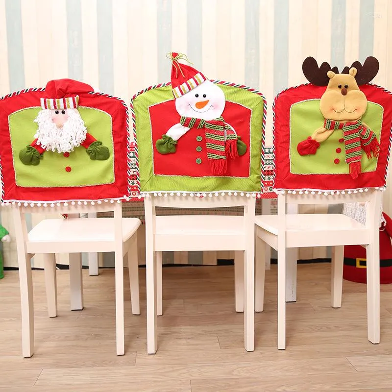 Housses de chaise de noël, pratiques et mignonnes, père noël, bonhomme de neige, élan, fête de noël, chapeau de vacances, décoration de chambre d'enfant