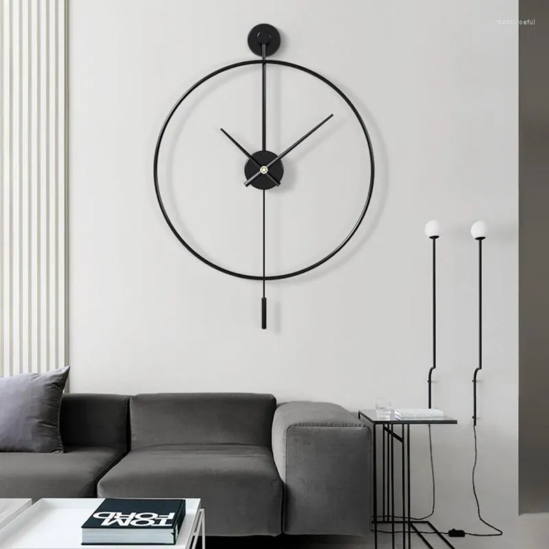 Horloges murales classique grande horloge Design nordique silencieux noir salon métal Reloj De Pared moderne décor à la maison