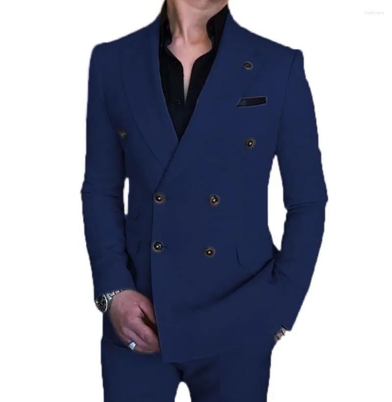 Мужские костюмы Soludressress Men's Casual Suit Двухсловие двухбортное офисное собрание брюки на заказ