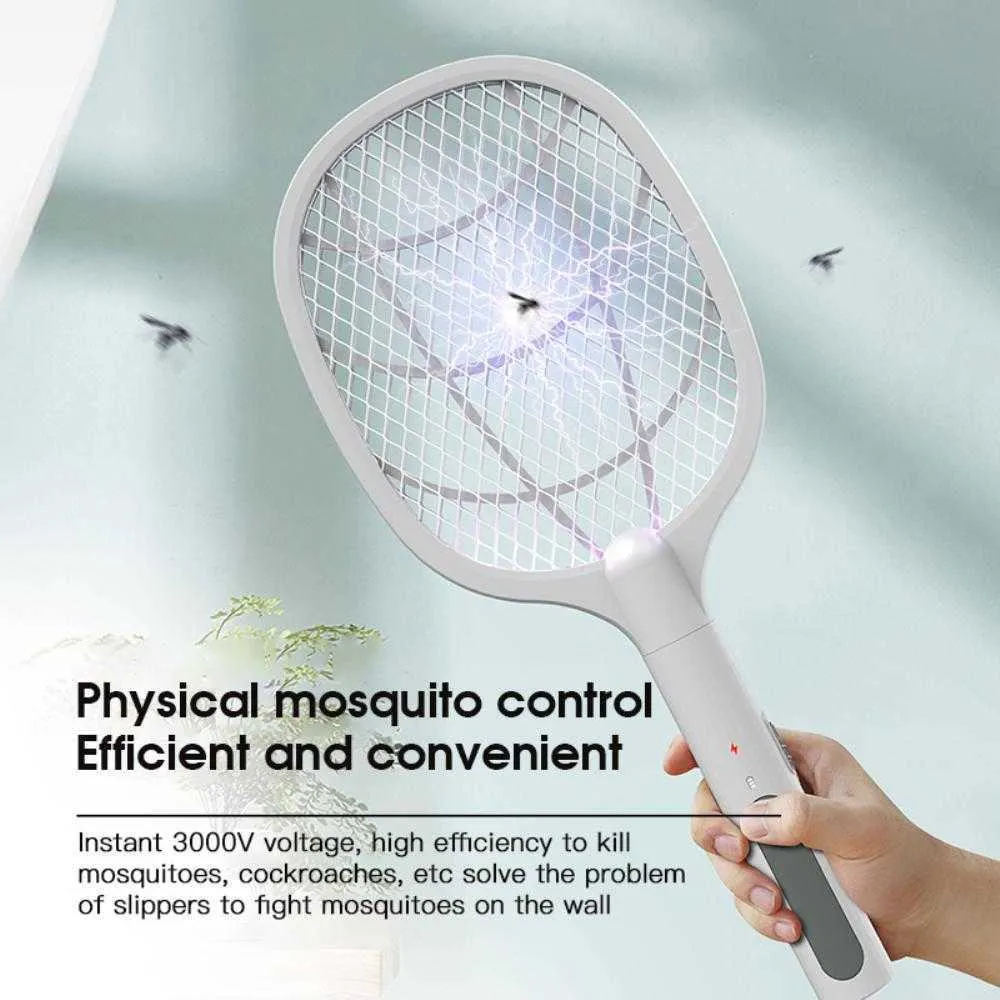 مكافحة الآفات 360 درجة قتل البعوض قاتل مصباح كهربائي صدمة 3000V UV Light USB شحن Bug Zapper Trap Flies Summer Fly Swatter 0129