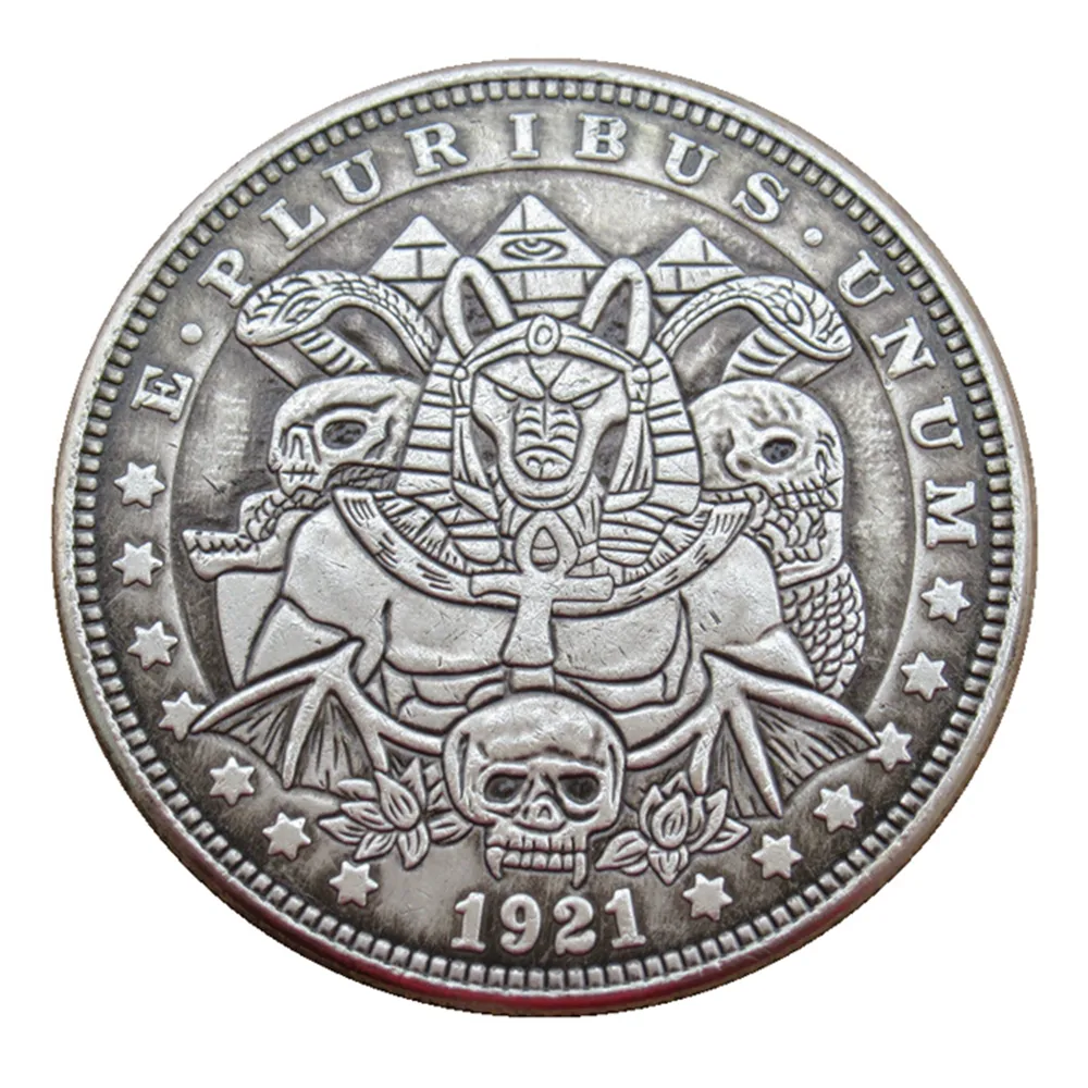 Hobo Coins USA Morgan Dollar Crâne Zombie Squelette Sculpté À La Main Copie Pièces En Métal Artisanat Cadeaux Spéciaux #0117